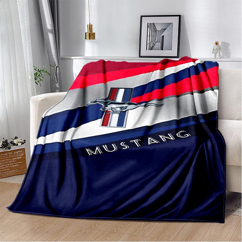 3D Mustang Racing Car Sign GTR Soft Plush Blanket,Flannel Blanket Throw Blanket for Living Room Bedroom Bed Sofa Cover Gift