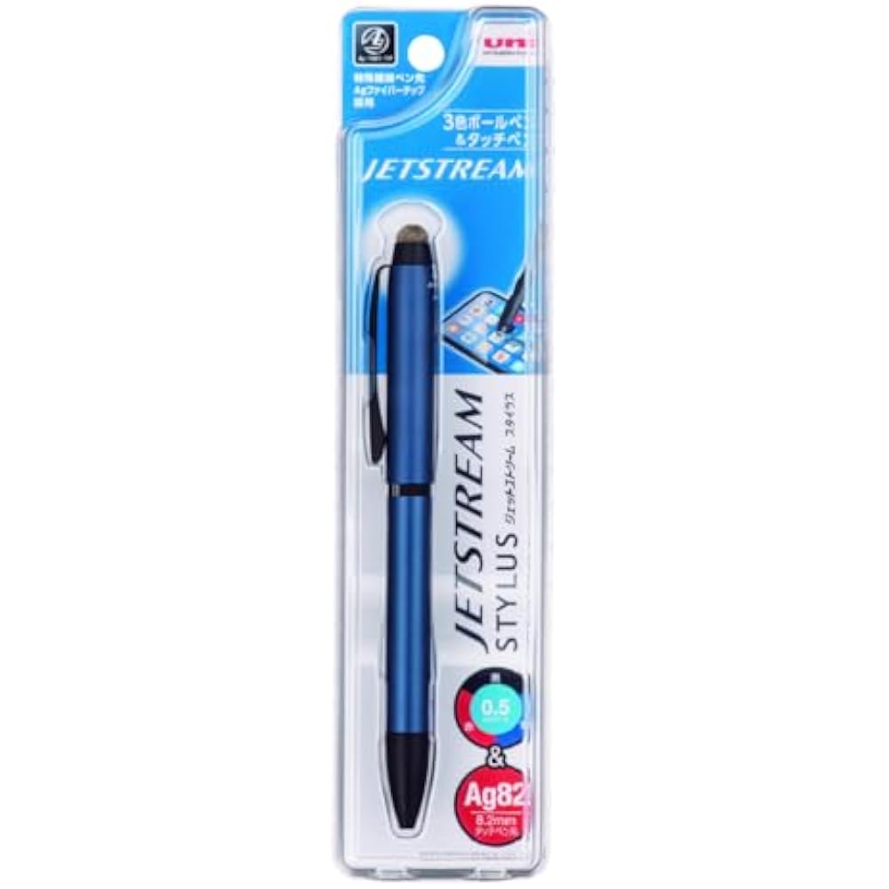 Mitsubishi Pencil, 3-цветная шариковая ручка и сенсорная ручка, Стилус Jetstream, Вращающийся, Выдвижной, 0.5, N...