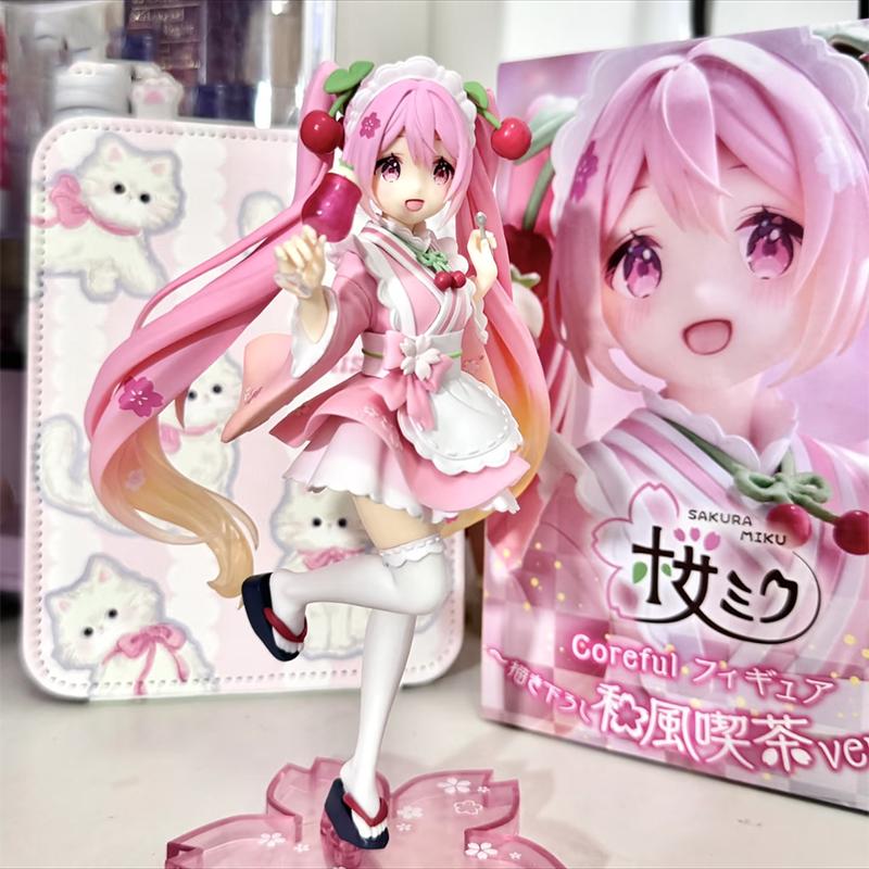 Оригинальная Фигурка Taito Hatsune Miku Coreful Sakura Wafuu Kissa Ver Милая Аниме Фигурка Модель Коллекционные Игрушки Украшение Подарки