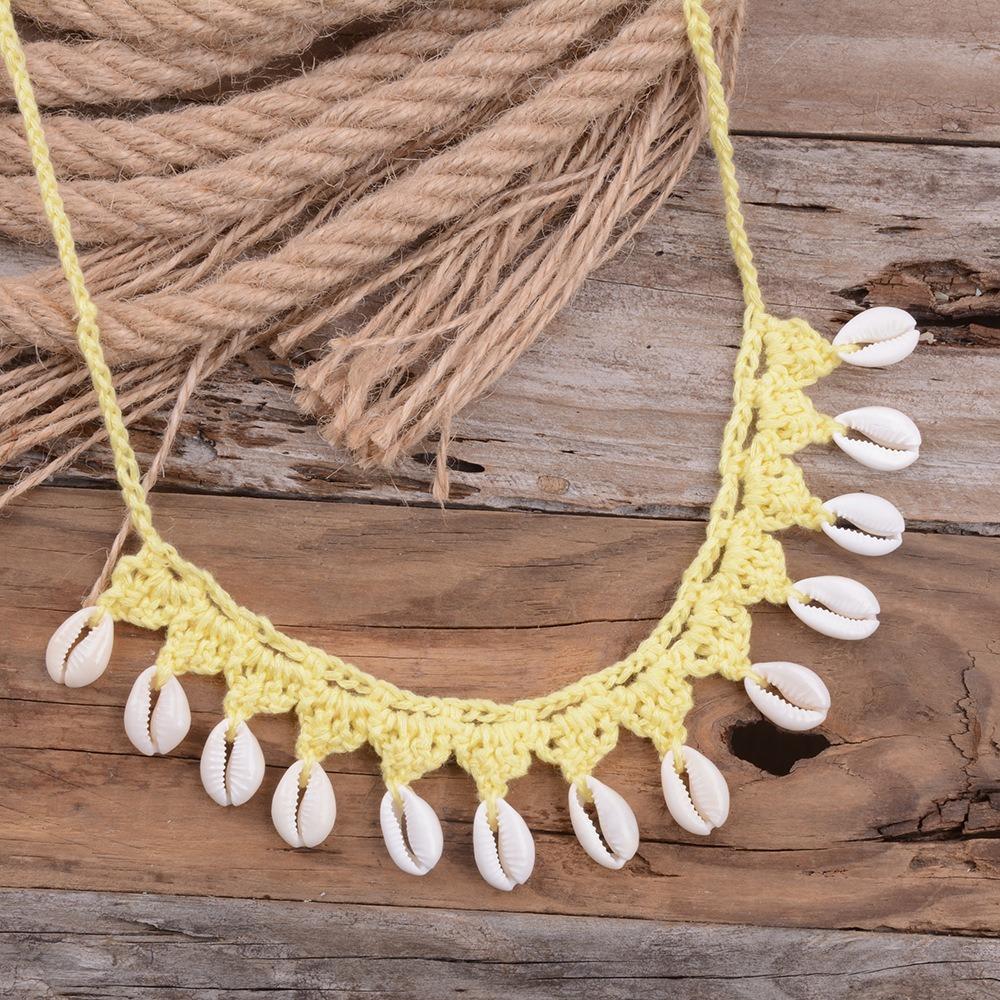 Hand Woven Beach Necklaces Rope Rope Choker Elegant Shell Necklace