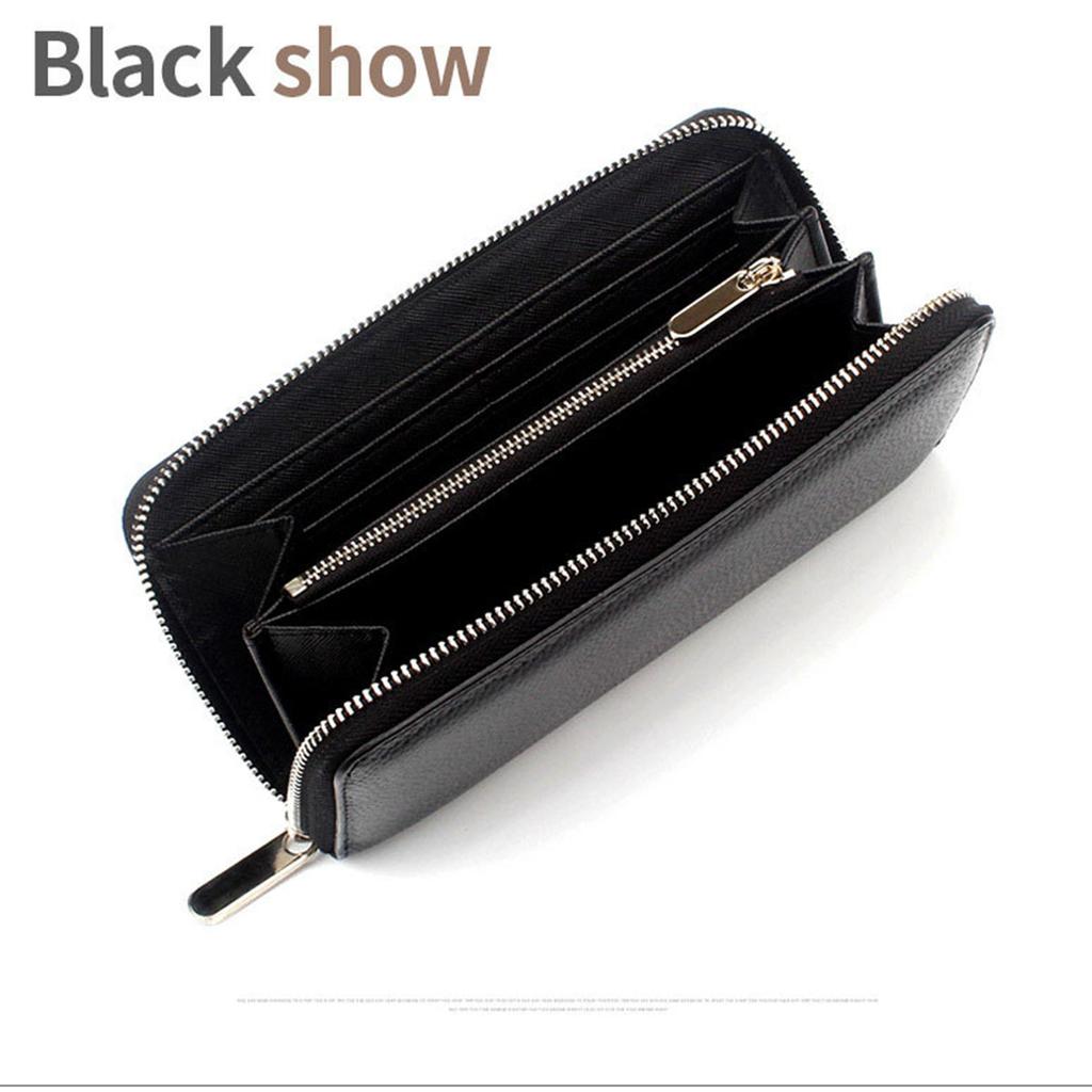 Женский кошелек из натуральной кожи, большой вместительный мужской кожаный клатч, модный длинный стандартный кошелек на молнии, сумка для денег