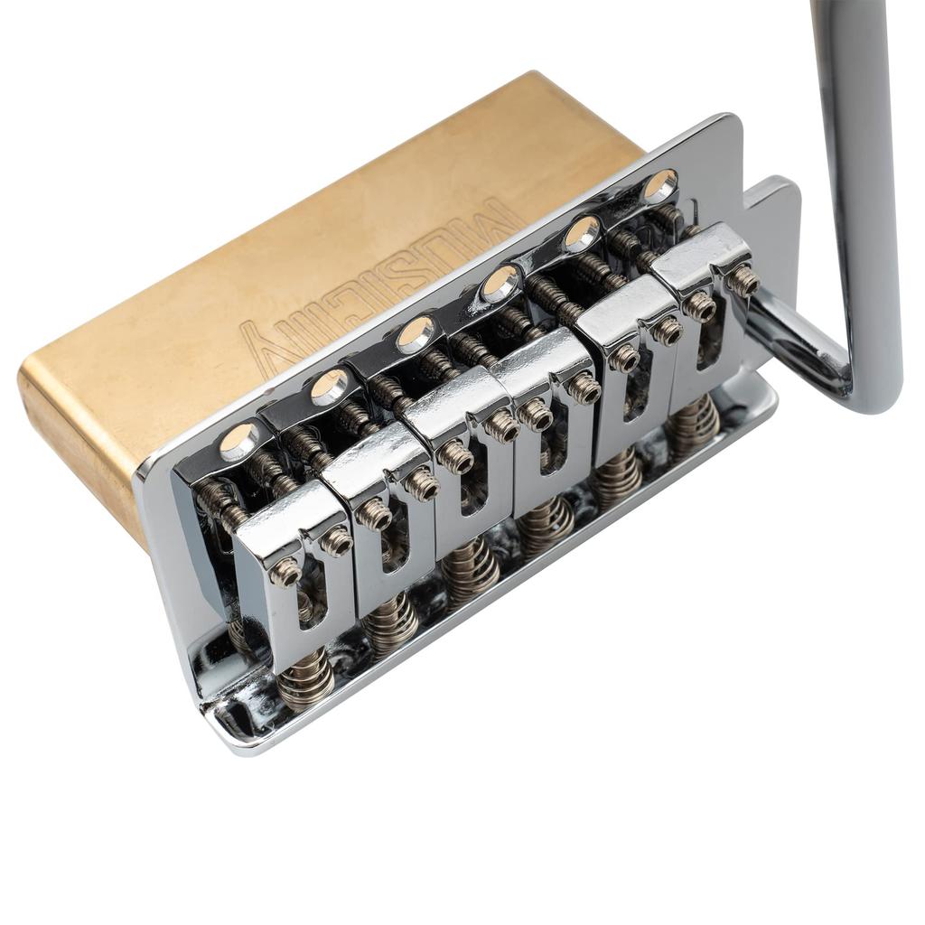 Musiclily Pro 10.5mm Modern 6-Point Tremolo Unit Bridge with 36mm Solid Brass Block for Squier Stratocaster Electric Guitars, Chrome