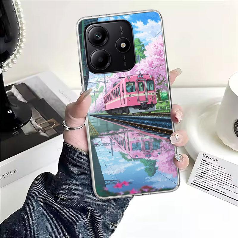 Ретро Японский Сакура Поезд Мягкий Чехол Для Телефона Для Xiaomi Redmi Note 15 14 14S 13 12 Pro Plus 12S 11 11S 11E 10 10S 11T 5G Fundas C