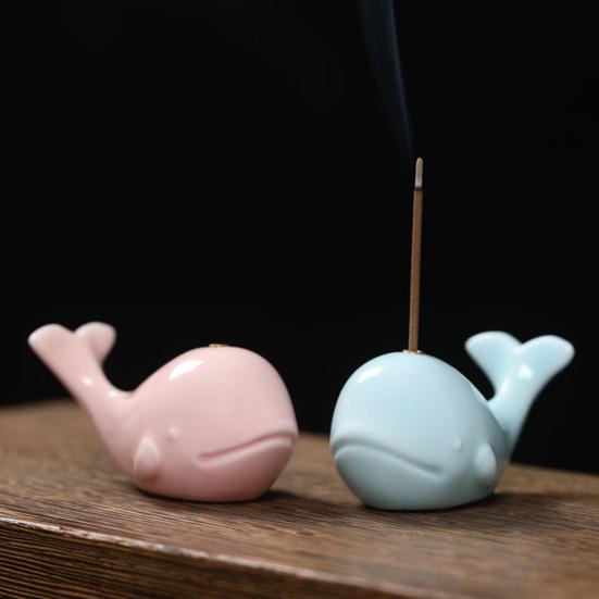 Mini Ceramic Incense Holder, Whale Shape Incense Stick Holder, Cute Incense Burner, Multi-purpose Ornament for Bedroom Yoga Room Tea House