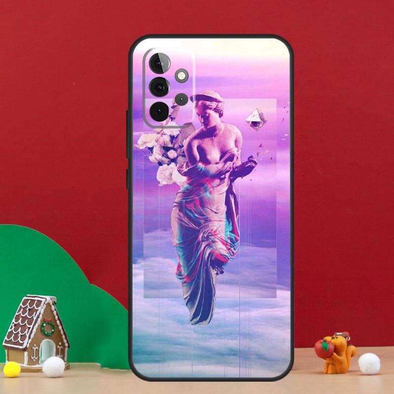 Кейс Vaporwave с греческой скульптурой для Samsung Galaxy A55 A52 A32 A12 A33 A06 A16 A26 A36 A56 A15 A53 A13 A34 A54 A14 A17