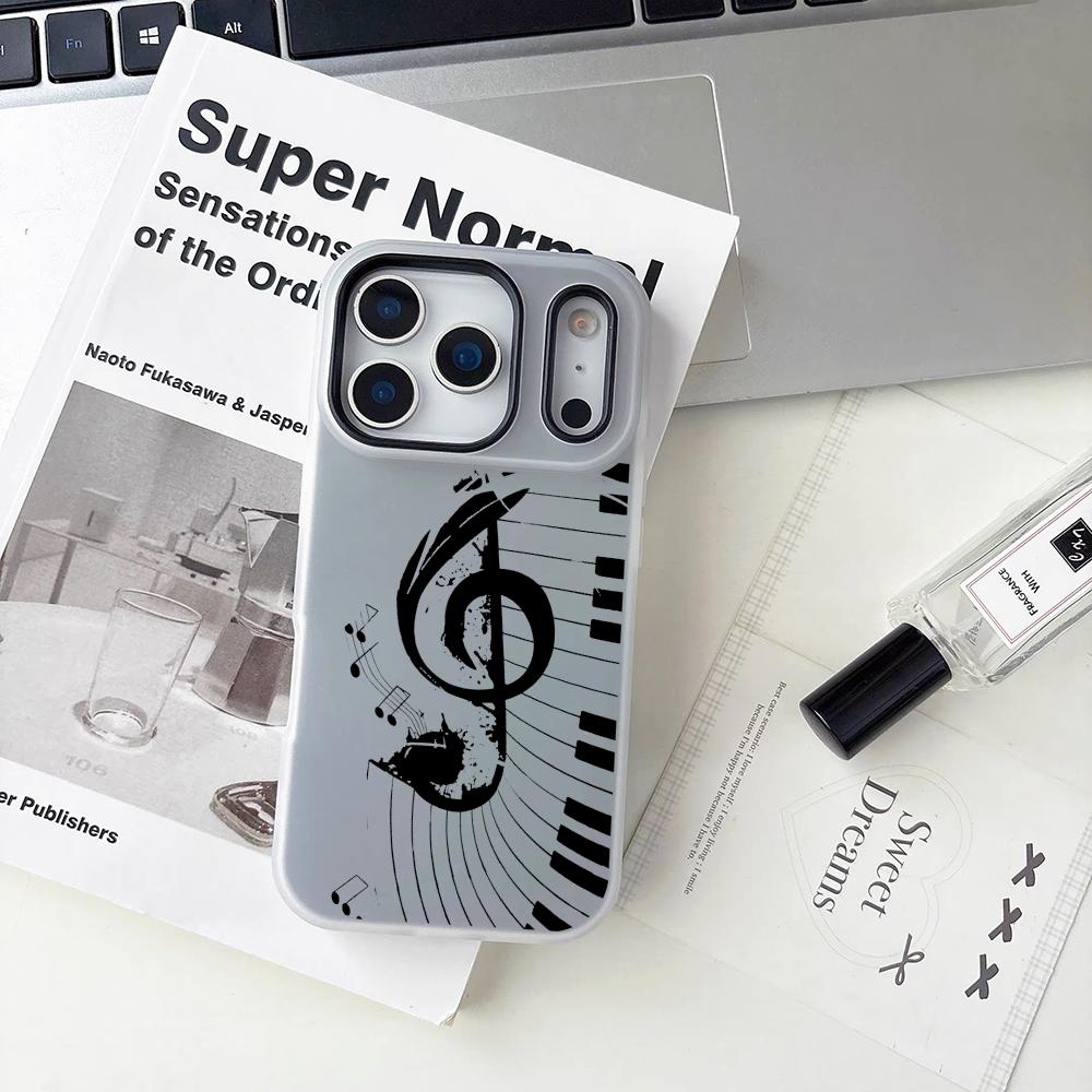 INS Trendy Musical Notes Phone Case For iPhone 17 16 15 14 13 12 11 Pro Max Plus Mini Case Clear Jelly Shockproof Soft Cover