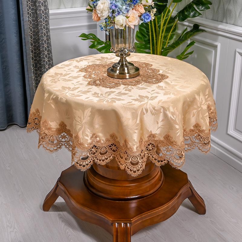 Круглая скатерть, кружевная скатерть для домашнего обихода, чехол для обеденного стола, европейский вышитый цветок, тканевый коврик для стола, чехол от пыли