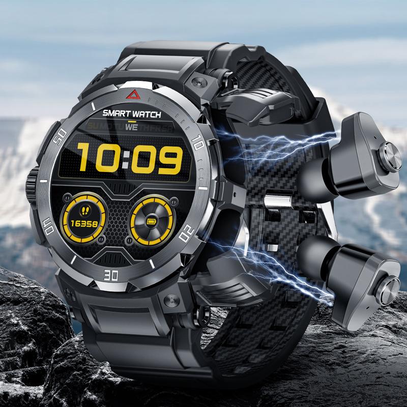 2025 Новые NFC-гарнитура Смарт-часы 2 в 1 TWS Беспроводные наушники Локальный музыкальный звонок Мужские умные часы Мониторинг здоровья Водонепроницаемые спортивные часы