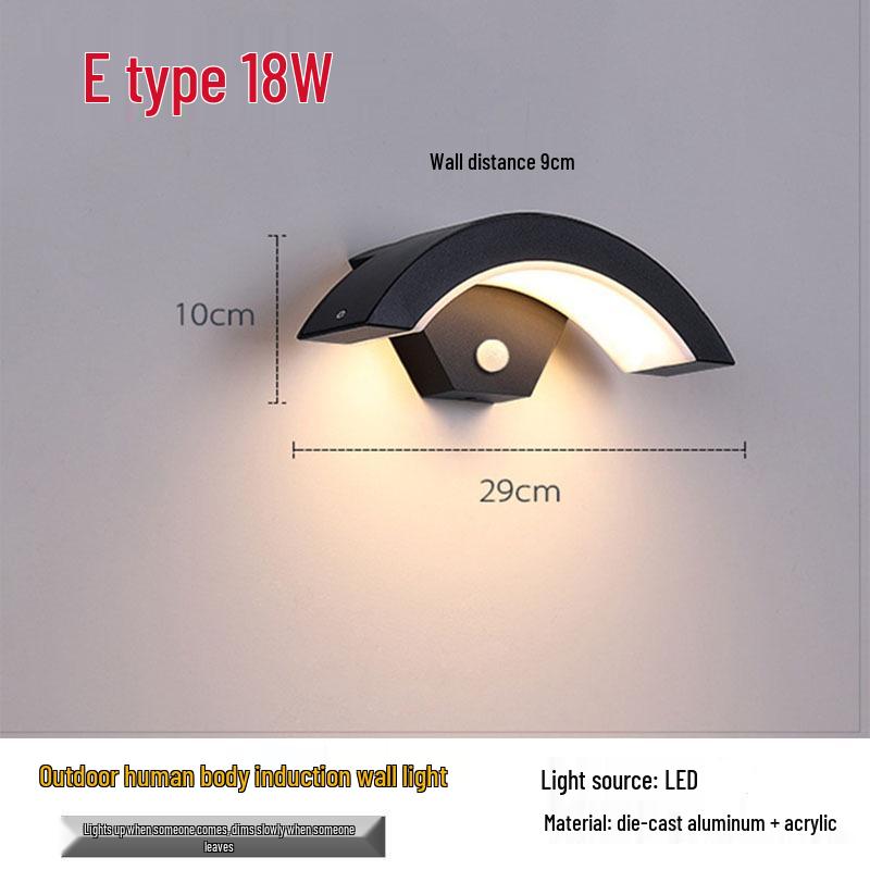 Водонепроницаемый светодиодный настенный светильник для улицы с датчиком движения: Современный минималистичный дизайн для внутреннего двора, балкона и прихожей