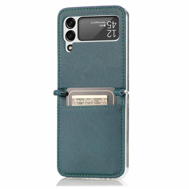 Тонкий модный чехол для мобильного телефона с слотом для карт Samsung Galaxy Z Flip 4 5g Flip4 Flip 3 Flip3 Zflip4 кожаные аксессуары для телефонов