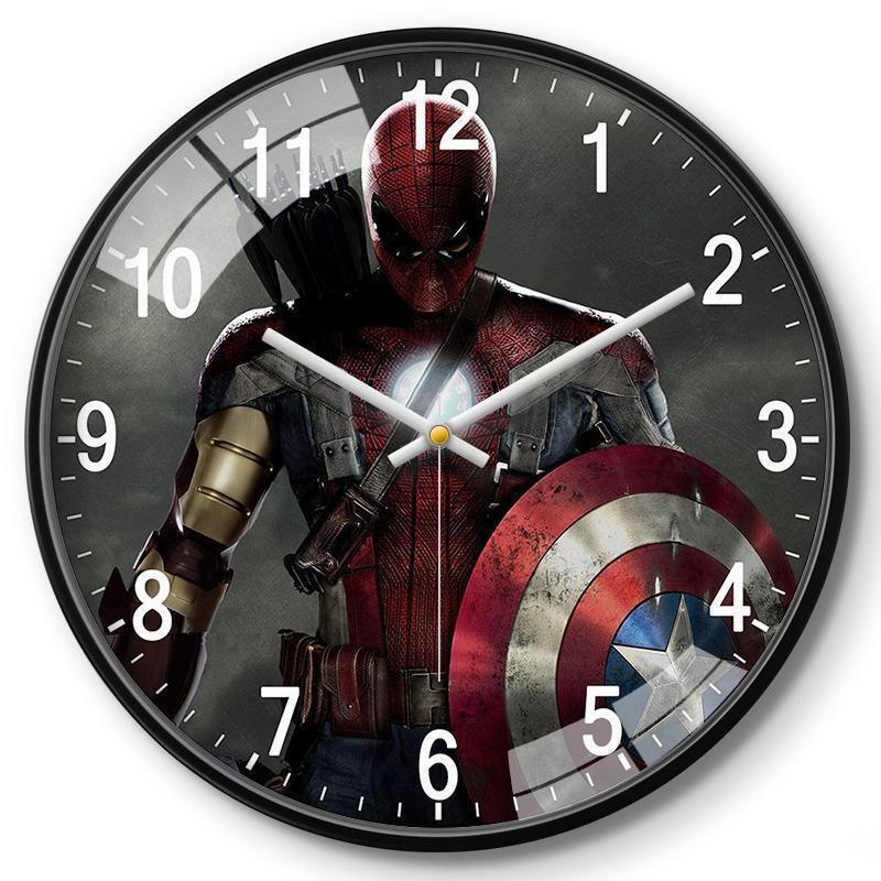 Marvel Captain America Iron Man Spider Man Pattern Wall Clock For Kids Room Decor