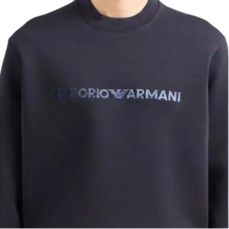Emporio Armani Свитшот с вышивкой логотипа, круглым вырезом, длинным рукавом, мужской, темно-синий, 3D1M70-1JHSZ-09R2