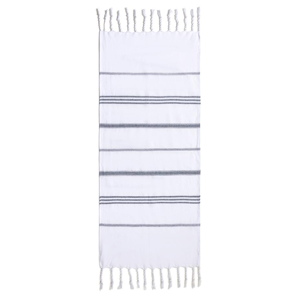 Quick Dry White Turkish Cotton Woven Square Beach Dish Towels Striped Pattern Disposable Antimicrobial Hypoallergenic