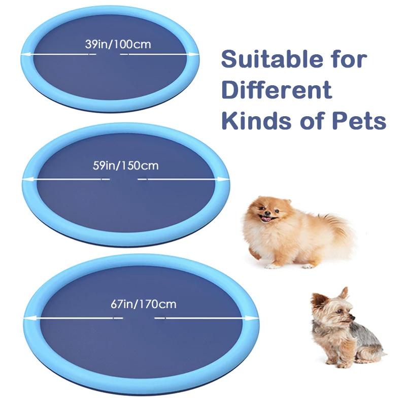 170cm Summer Pet Swimming Pool Dog Splash Sprinkler Pad Inflatable Mat Cooling Dogs Outdoor Play Water Mat Toys for Pet Children