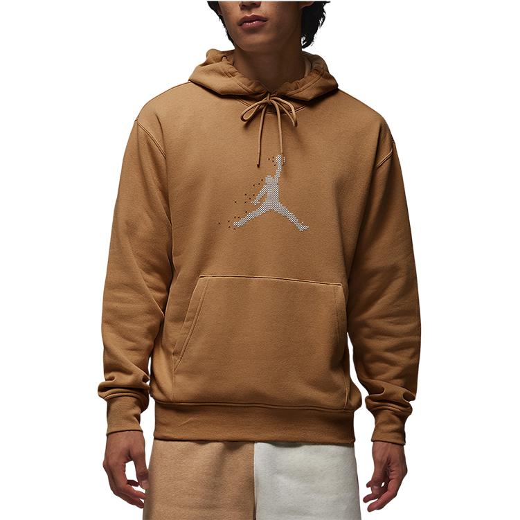 Jordan Essentials Праздничная Повседневная Толстовка с Капюшоном и Длинным Рукавом, Утепленная Флисом, с Алфавитно-Цифровым Логотипом, Мужская, Коричневая FD7466-281