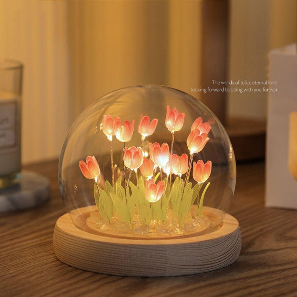 Day Gift Home Ornament Artificial Flower Luminous Table Lamp Bedside Sleep Lights Tulip Night Light
