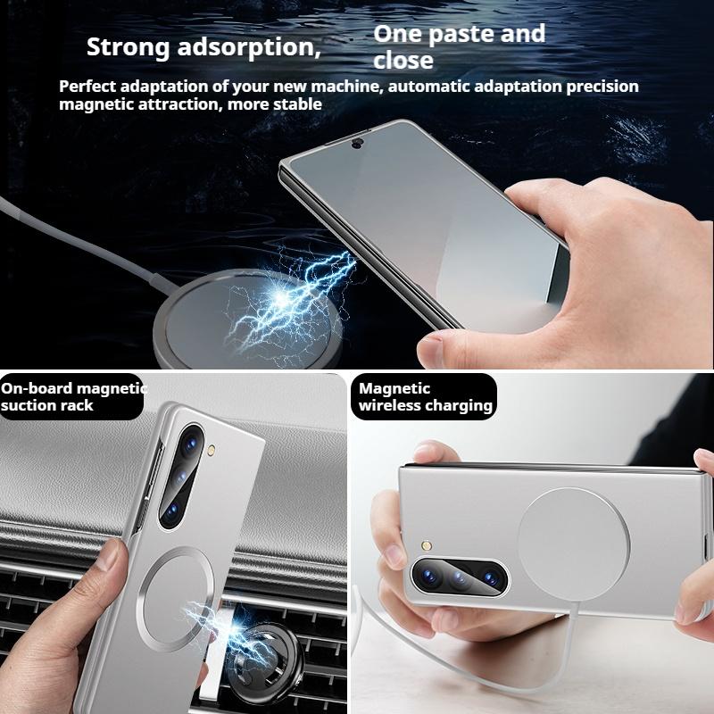 Для Magsafe Металлизированный Матовый Чехол с Магнитным Покрытием для Samsung Z Fold 7 6 5 4 3 ZFlip 7 6 5 4 3 Беспроводная Зарядка Тонкий ПК Чехол