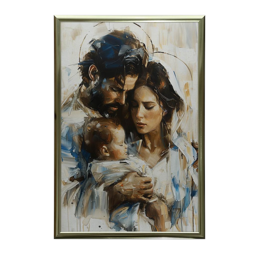 Warmth of the Holy Family Poster Warmth of the Holy Family Poster, 30X40 Cm, Gold Aluminum Frame, 230 Gsm Matte Paper