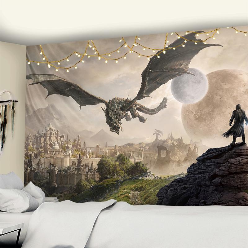 Психоделический гобелен с грибом смерти, настенный красочный абстрактный богемный хиппи, колдовство, общежитие, домашний декор