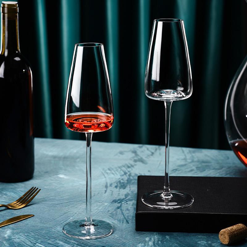 2 Pcs Clear Crystal Wine Goblet Wedding Party Stemware Drinking Glass Big Belly Small Mouth Burgundy Cup Sherry Champagne Flute