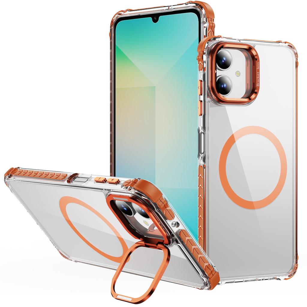 For Samsung Galaxy A05 4G Clear Phone Case with Lens Kickstand Cover Compatible with MagSafe