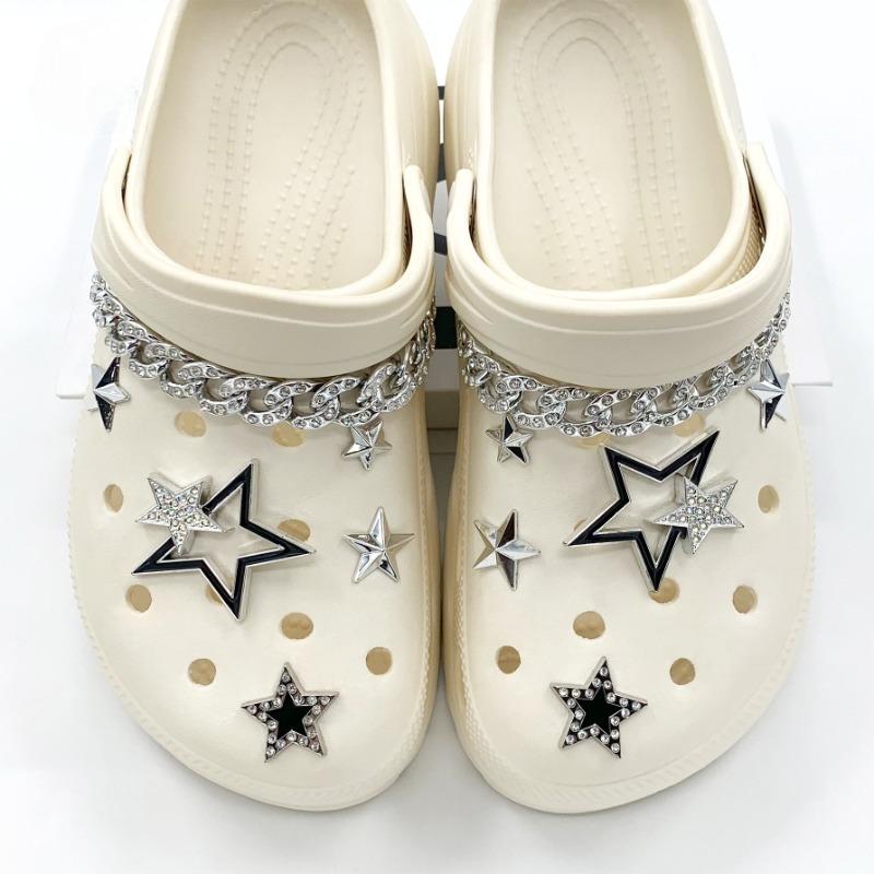 12 шт. модные подвески для обуви набор аксессуаров пряжка для обуви с отверстиями металлическая цепочка со стразами пятиконечная звезда DIY украшения для обуви