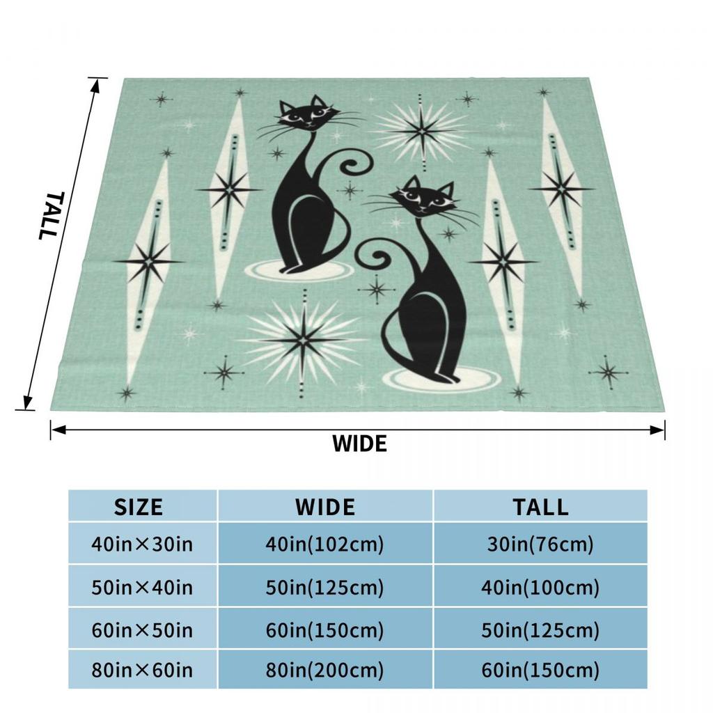 Mid Century Meow Retro Atomic Cats On Vintage Mint Studioxtine Personalized Travel An Ultra-Soft Micro Fleece Blanket