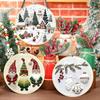 Christmas Embroidery Kit Winter Landscape Embroidery Starter Kit Santa Claus Embroidery Craft Set with Pattern Threads Needles for Beginners Adults