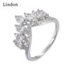 Lindon Classic Copper Alloy Zircon Ring Ladies Jewelry Wedding Promise Party Gift