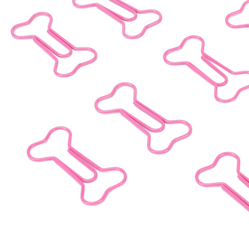 100Pcs Bone Shaped Paper Clips Pink Cute Paper Clips Small Paper Clips Office