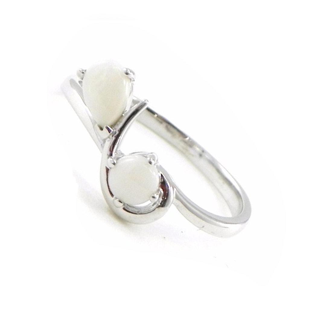 Les Trésors De Lily [I8851] - Silver Ring 'Opal Goddess' Silvery White (rhodium-plated) - 15x10 Mm