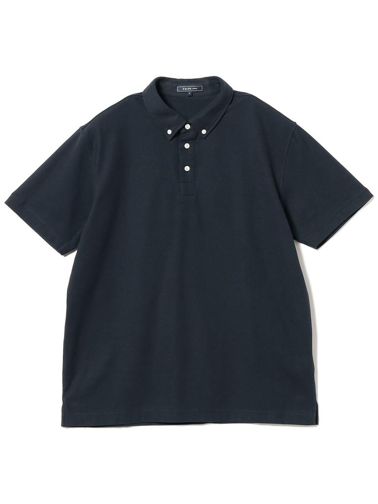 В:MING LIFE STORE by BEAMS Мужская футболка-поло с коротким рукавом, Влагоотводящая, Быстросохнущая, Пике на пуговицах, SS25, Темно-синий, Размер L