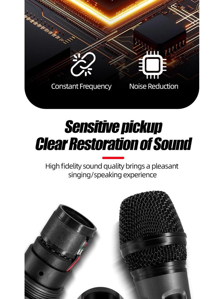 Rechargeable Dual Wireless Microphone Set for Stage, Home, KTV, Outdoor Events, and Conferences