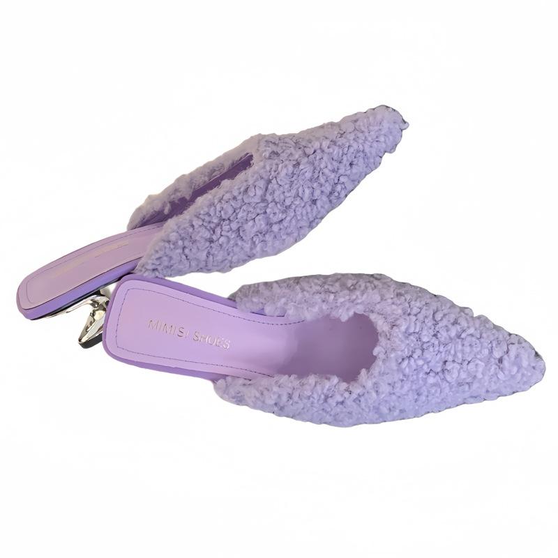 Крутые тапочки зима новые полуподнос сумка голова женская обувь носить сумка голова полушлепки ленивые на низком каблуке женские тапочки