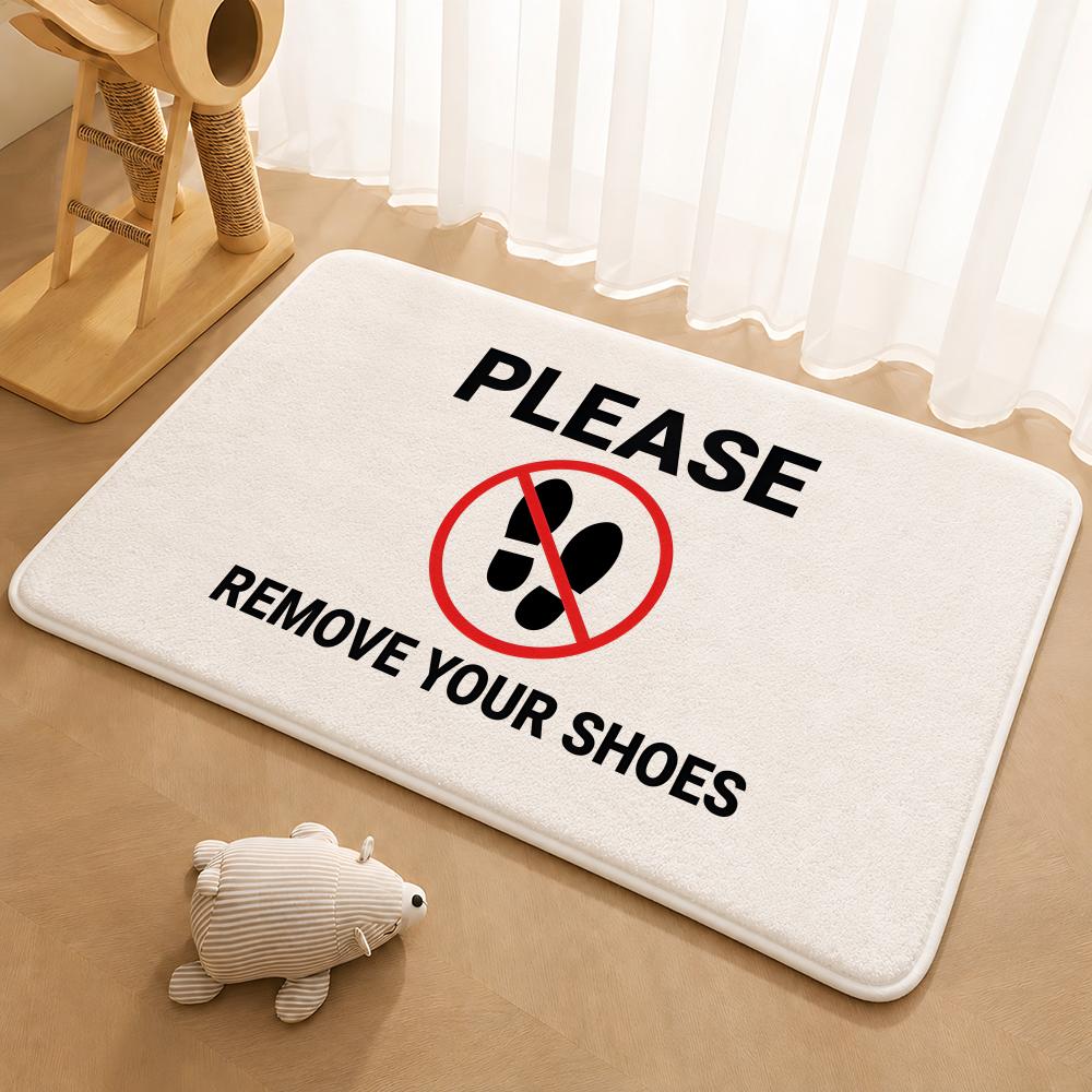 Funny Welcome Mats Please Take Off Your Shoes Floor Mat Floor Mat Soft Flannel Non-Slip Door Rug for Living Room
