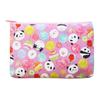 Kyosuke Made In Japan Cotton Pouch for Cosmetics and 19cm X Flat Pouch for Travel and Small Panda Candy Pink Makeup, 12.5cm, Small, Items, Design,