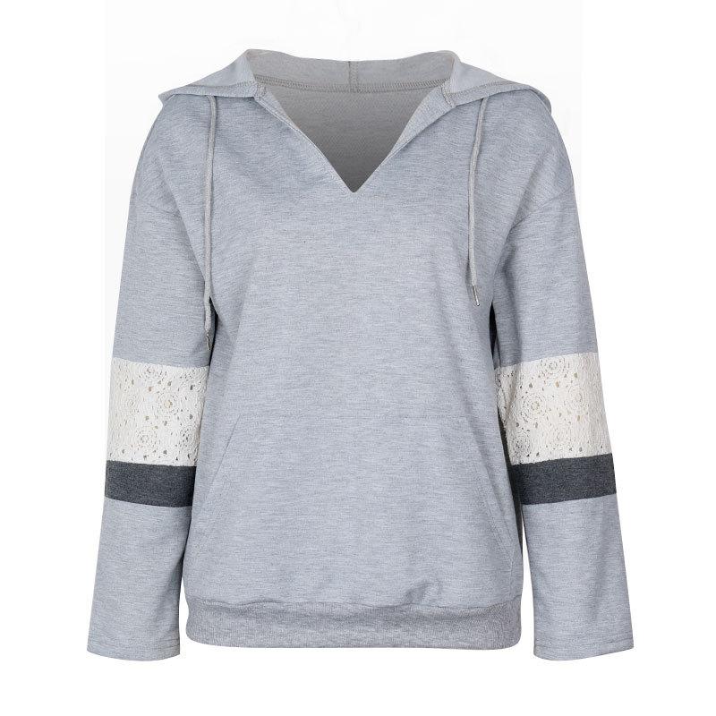 Women's Fashion Casual Solid Color Print Autumn Long Sleeve Hooded Pullovers & Long Sleeves
