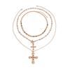 Ingemark Luxury Vintage Rhinestone Chain Imitation Pearl Chain Necklace for Women Punk Cross Pendant Choker Christian Jewelry