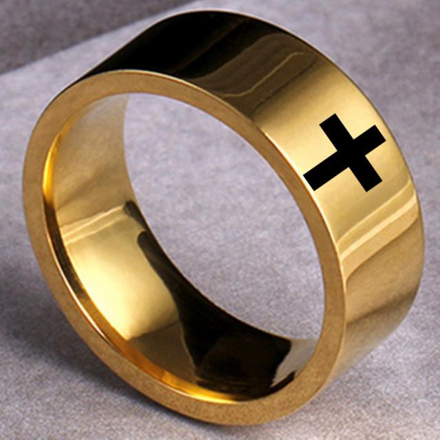 6mm 8mm Stainless Steel Cross Ring Christian Jesus Christ Lord Prayer For Men And Women