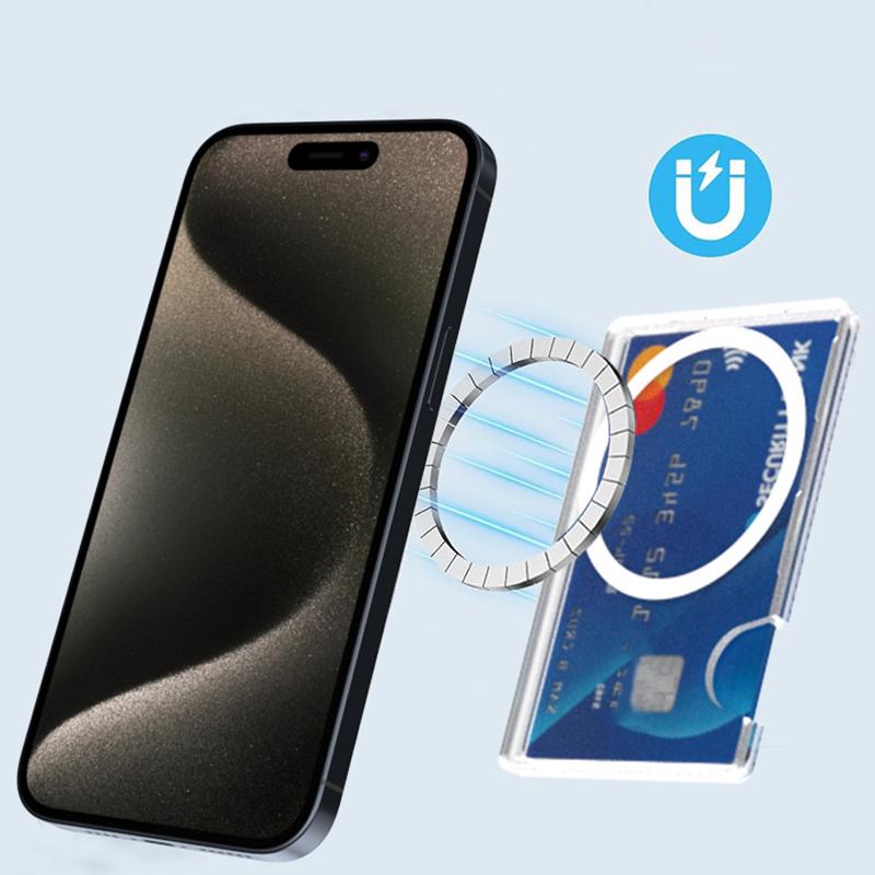 Transparent Magnetic Phone Card Case Back Cover For Iphone 12 For Magsafe For Samsung Xiaomi Huawei For Id Card Bank Card