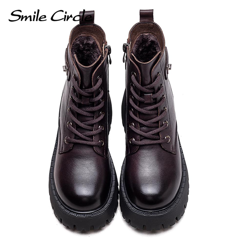 Ботинки из натуральной кожи. Женские зимние мягкие ботильоны. Модные повседневные ботинки на толстой подошве.