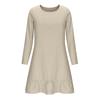 Женское повседневное платье большого размера, модное, однотонное, с круглым вырезом и длинными рукавами