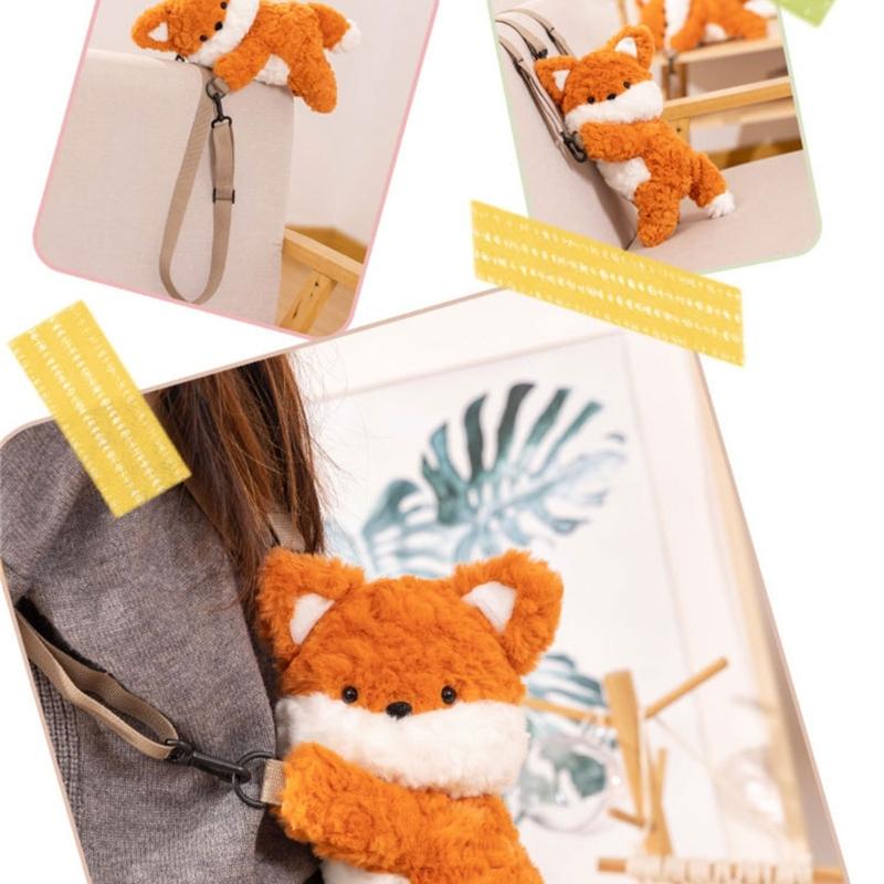 Плюшевая лиса Сумка через плечо Мягкая сумка через плечо Мультяшный рюкзак для девочек Милый животный Школьная сумка Кошелек для мелочи на зиму