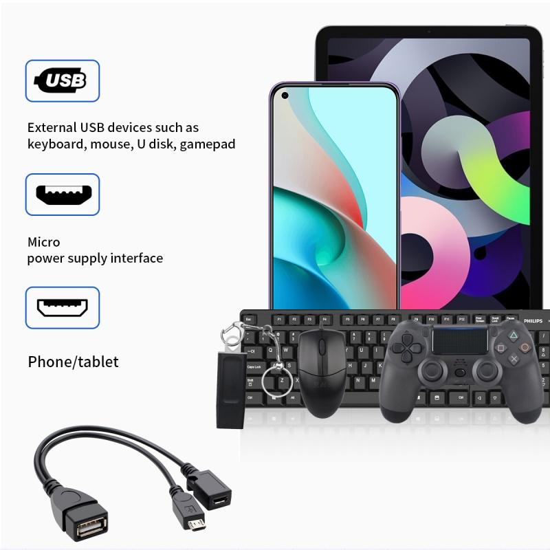 FONKEN 2 в 1 OTG хост-кабель Micro USB с блоком питания Y-разветвитель USB-адаптер к микро-5-контактному кабелю «папа-мама»