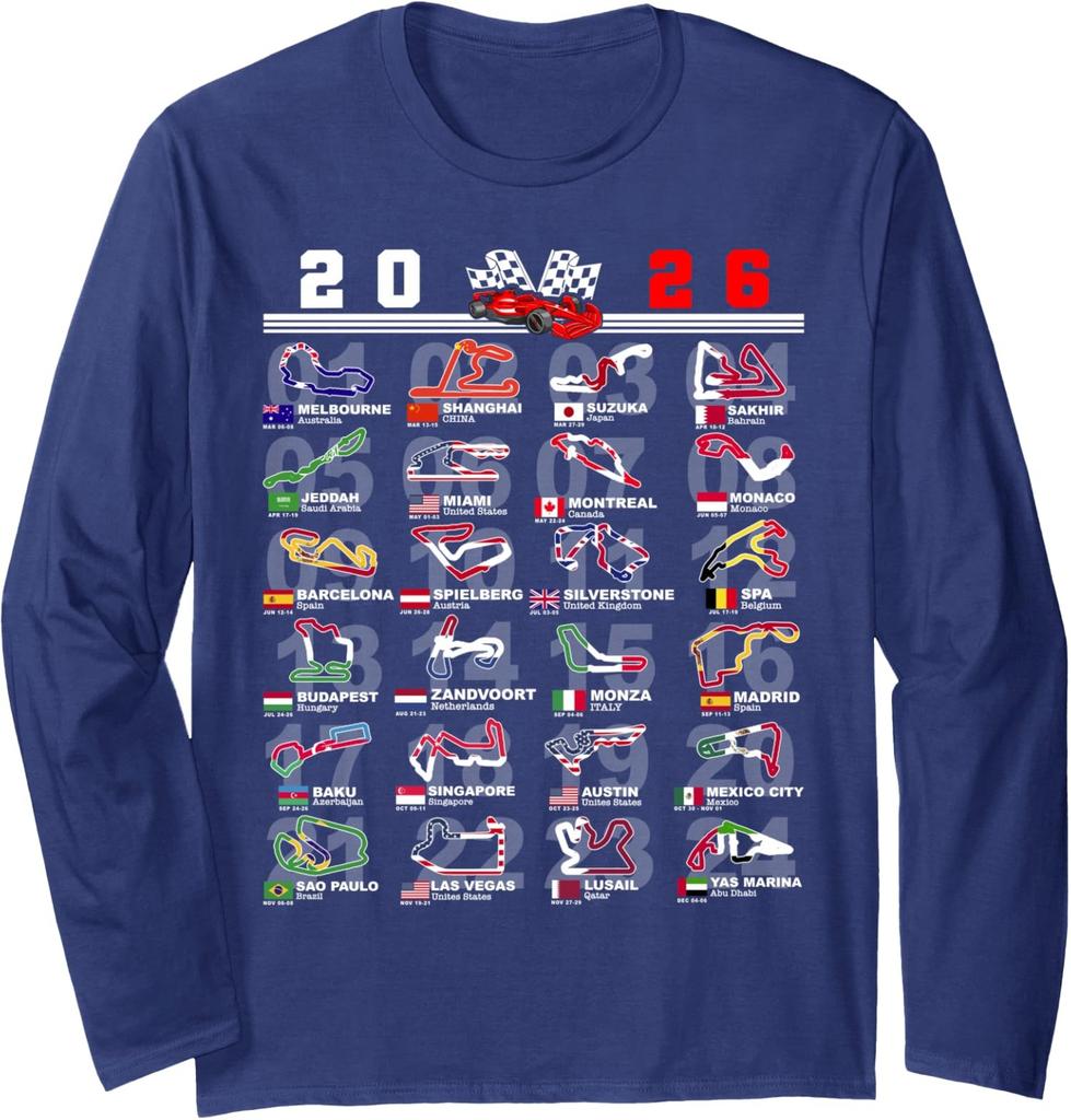 Race Car Motorsport Fan World Flags Racing Enthusiast Long Sleeve T-Shirt