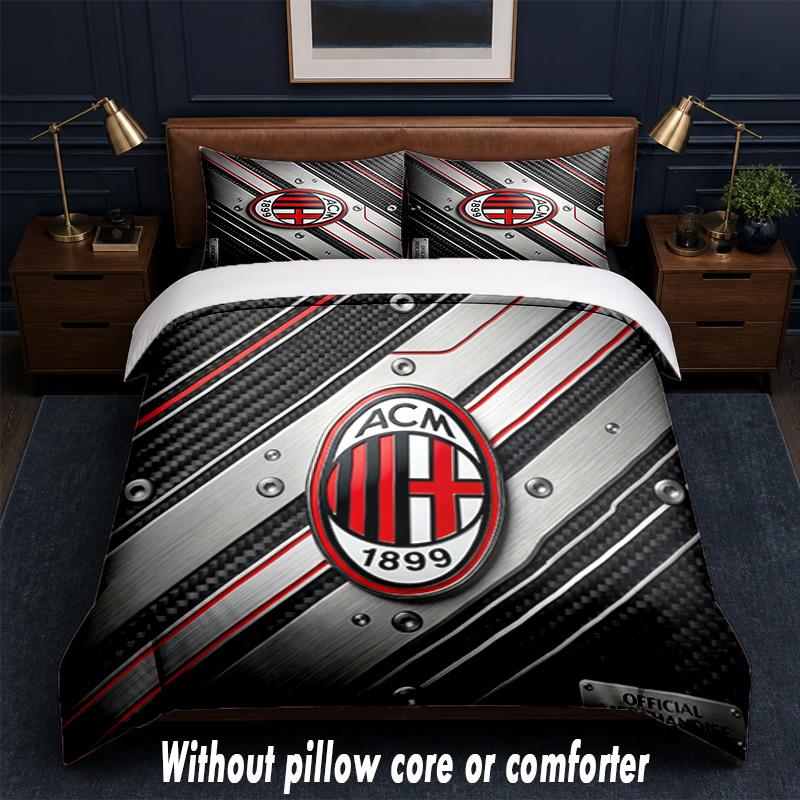 AC Milan Design Bed Bedding Set 1 Duvet Cover + 2 Pillowcases Soft Breathable Household Bed Linens