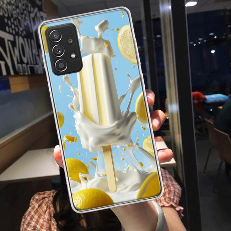 Яркий чехол для телефона с мороженым и эскимо для Samsung A54 A57 A37 A17 A14 A15 A12 A24 A34 A55 A35 A25 A52S A07 A05S A04S A22 A