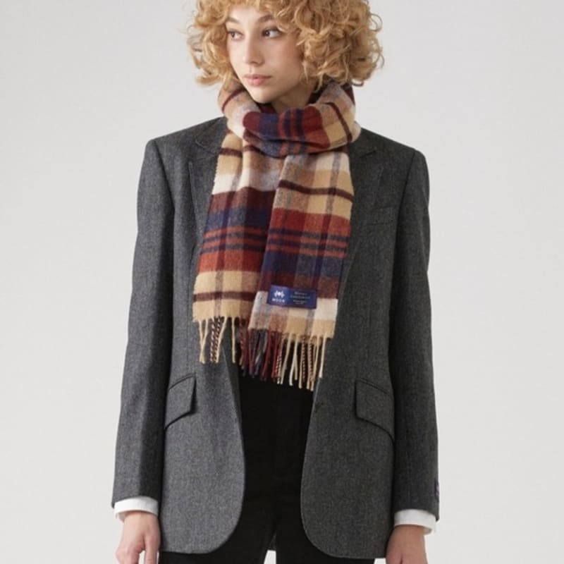 ABRAHAM MOON Шарф из мериносовой шерсти 25 см - Eldwick Navy Rust