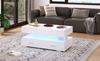 100*50*44cm Hydraulic Height-Adjustable Coffee Table, with LED Lighting, Bluetooth App Control, 2 Drawers and Open Storage, White Liftable