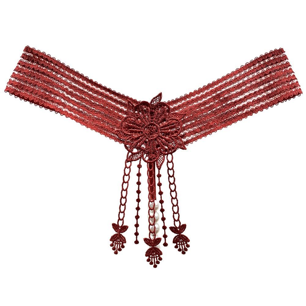 European and American Sex Panties Women Rub Yin Pearl A Thread Bed Tease Hot Perspective Embroidered Thong Women